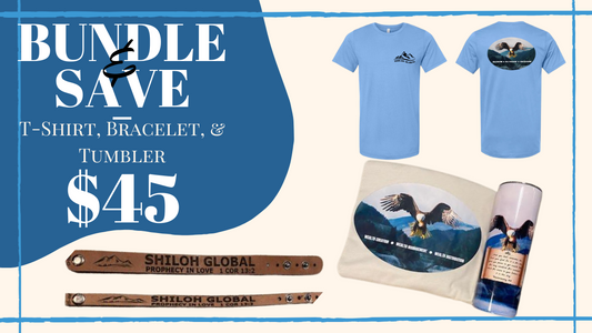 Triple Bundle: Shiloh Eagle T-Shirt, Tumbler, & Leather Bracelet